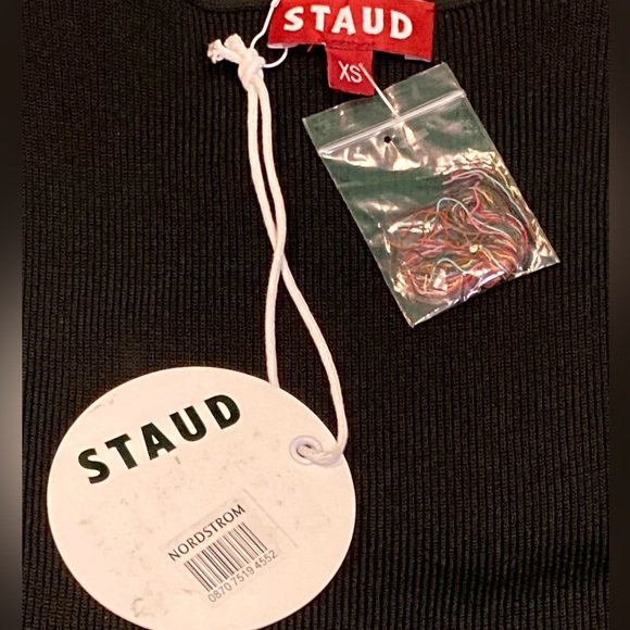 NWT Staud Clara Mosaic Stripe Cutout Ribbed Long Sleeve Sweater Dress - Sz XS - Picture 8 of 10